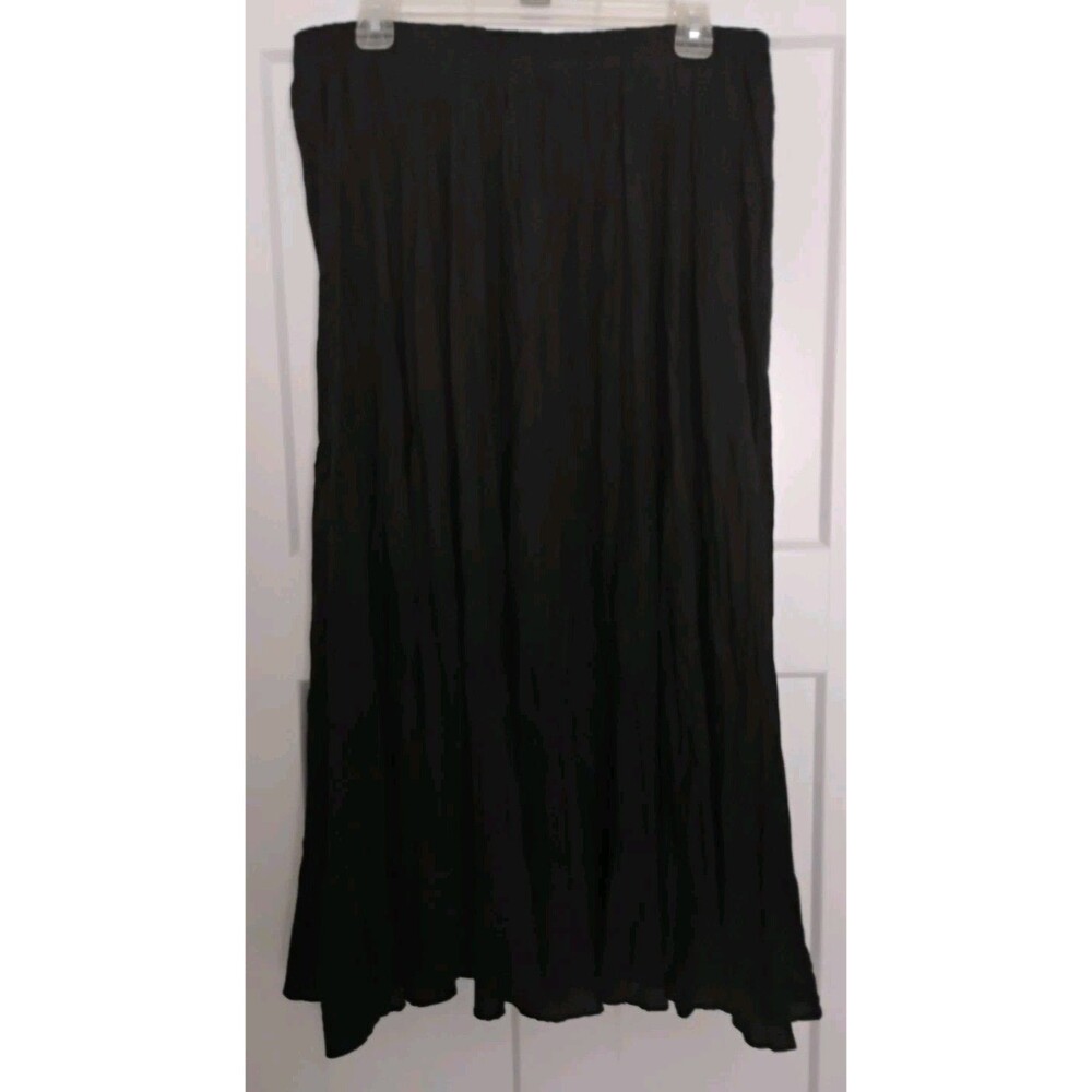 Vtg 100% Silk Maxi Skirt Women's L/XL Black 32" W Elastic Waist 33" L Whimsygoth